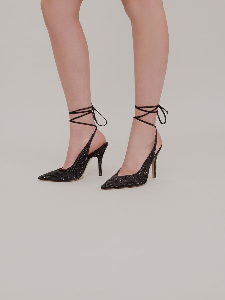 The Attico Call Me Back Venus slingback pumps with upcycled Swarovski crystals BLACK 202WSX00TV07100