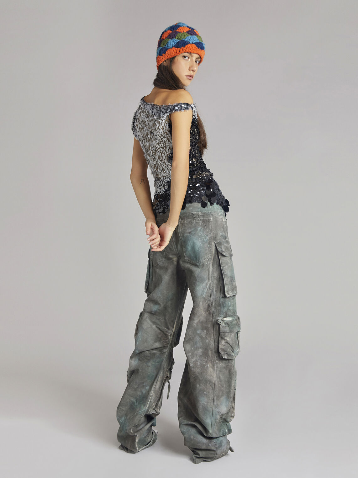 THE ATTICO "Fern" camouflage green pants 3