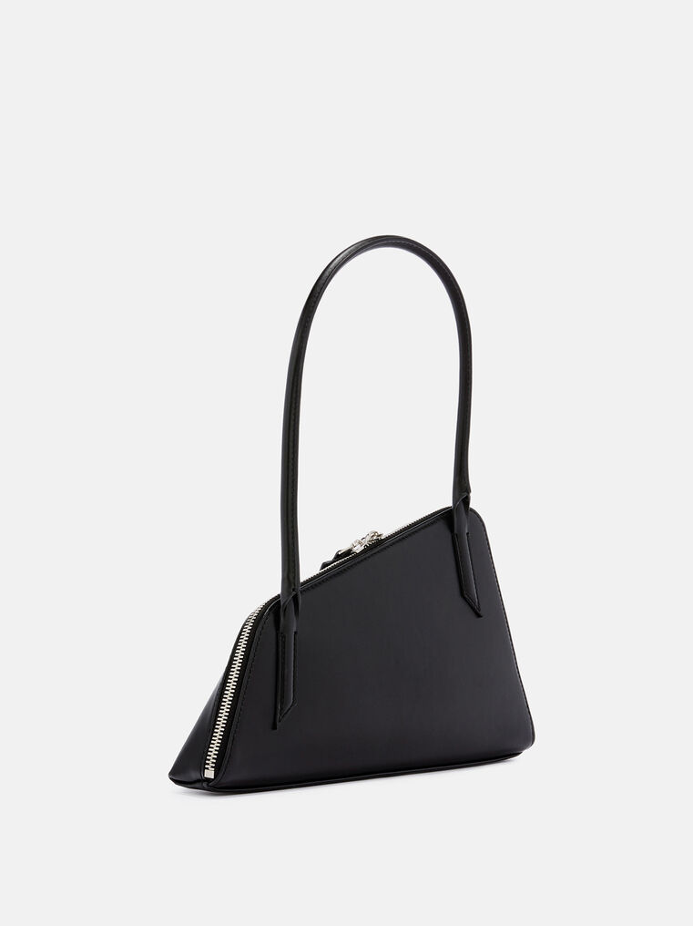 Attico Sunrise Leather Shoulder Bag In Black