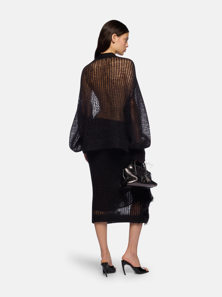 Attico The Skirts Gend - Black Midi Skirt Black Main Material: 46% Mohair 36% Polyamide 17% Wool 1% In Black