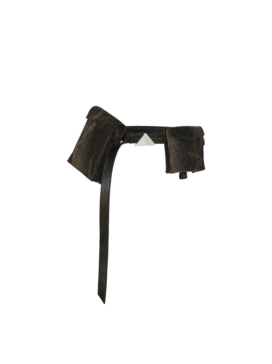 THE ATTICO Dark grey and sand belt Dark grey and Sand 241WKE11D075611