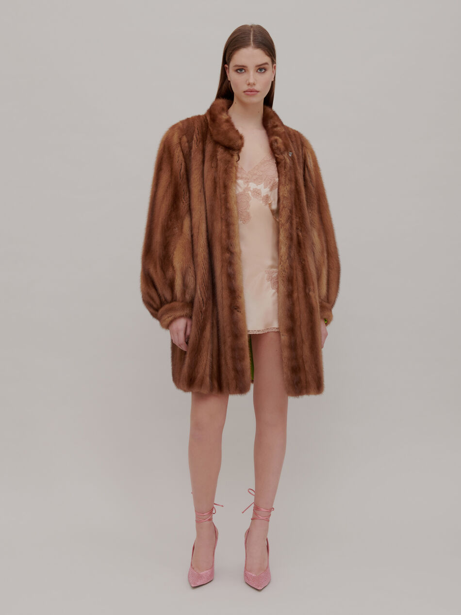 The Attico "Call Me Back" upcycled coat NATURAL 202WCX03F004060