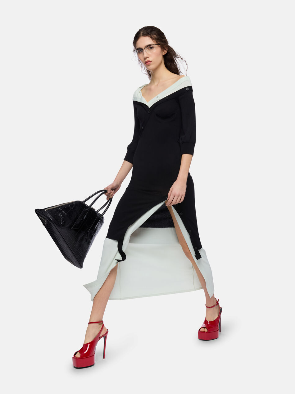 THE ATTICO Black and blue knitted dress BLACK/GREEN 260WCW00301KVV095AA123