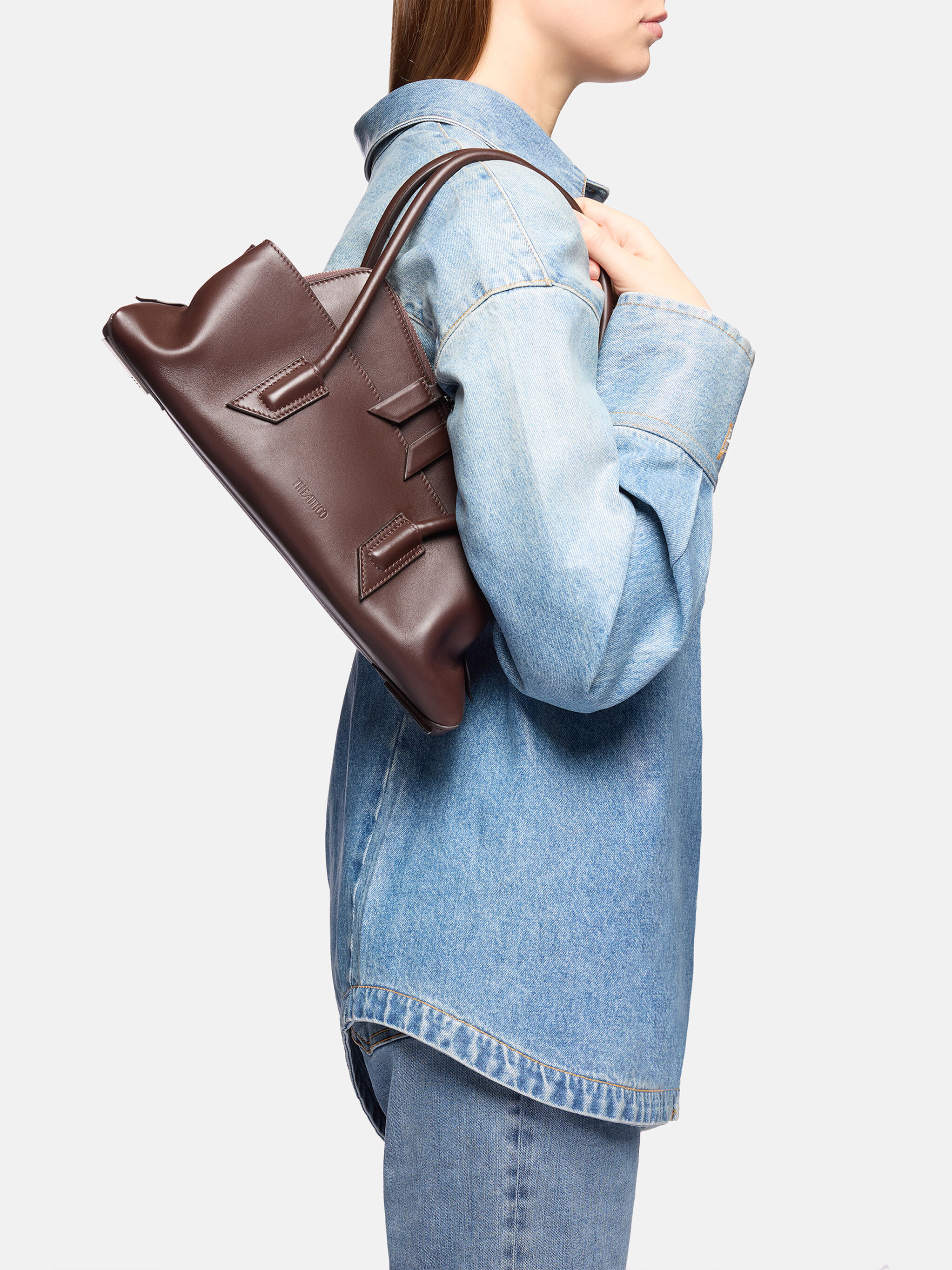 La Passeggiata Small'' dark brown top handle for Women | THE ATTICO®