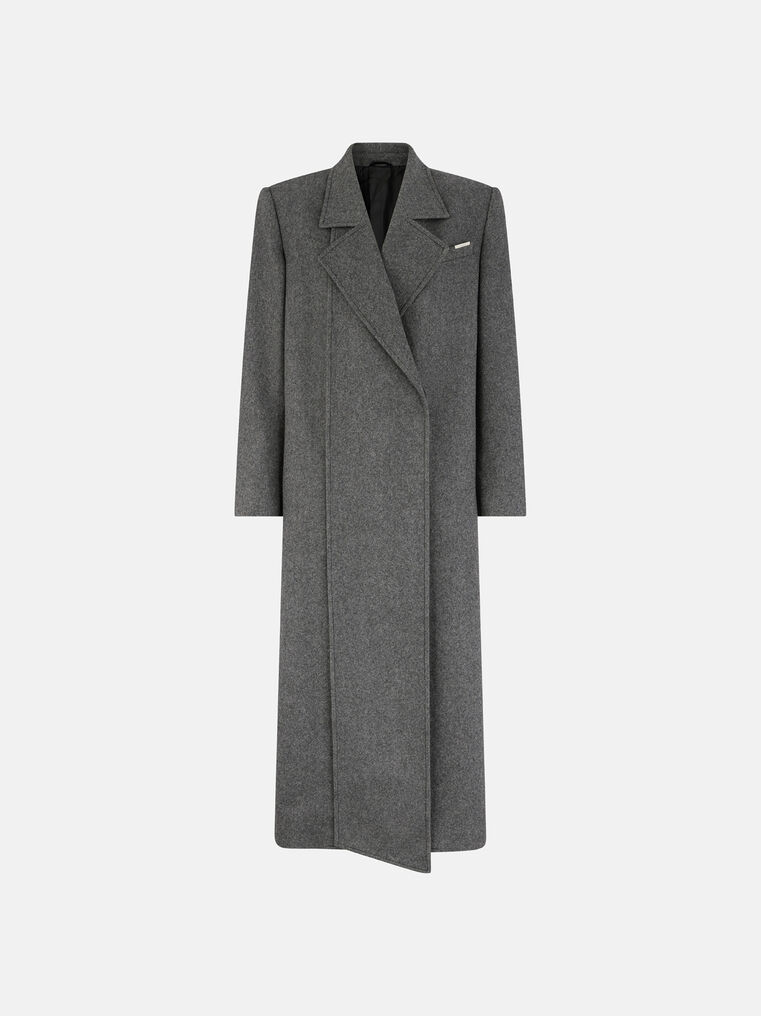 Attico Dark Grey Long Coat In Gray