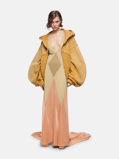 slim fit dress slacks ATTICO Size 8 Gold Polyamide Sequined Wrap Dress Top main image 0