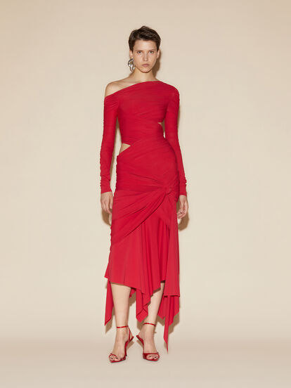 Vibrant red midi dress for Women | THE ATTICO