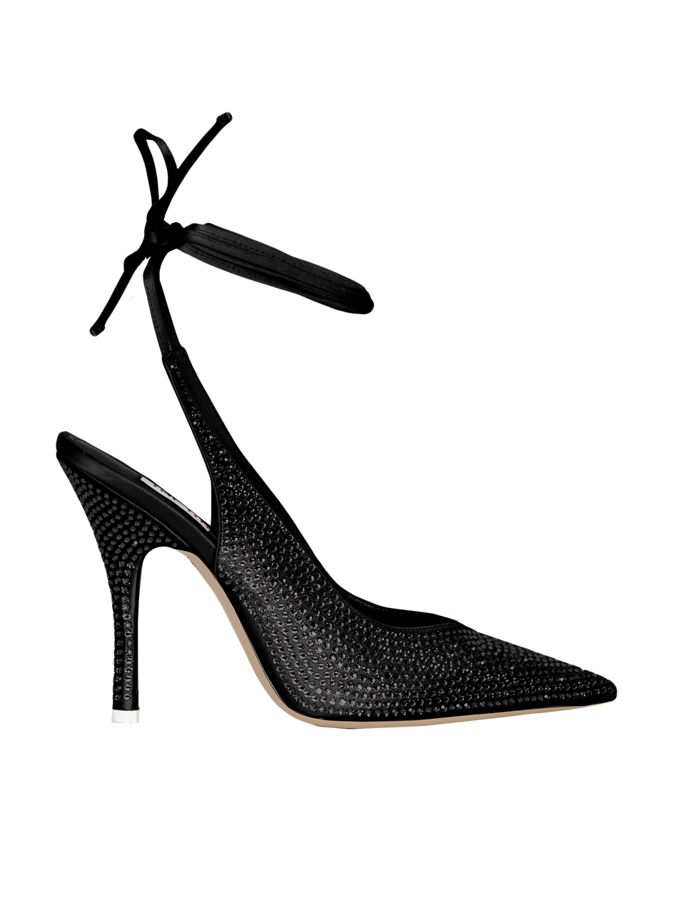 The Attico Call Me Back Venus slingback pumps with upcycled Swarovski crystals BLACK 202WSX00TV07100