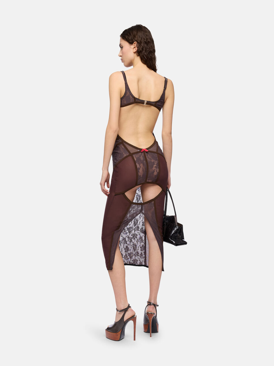 THE ATTICO Brown lace midi dress BROWN 260WCW00284MIX079AA064