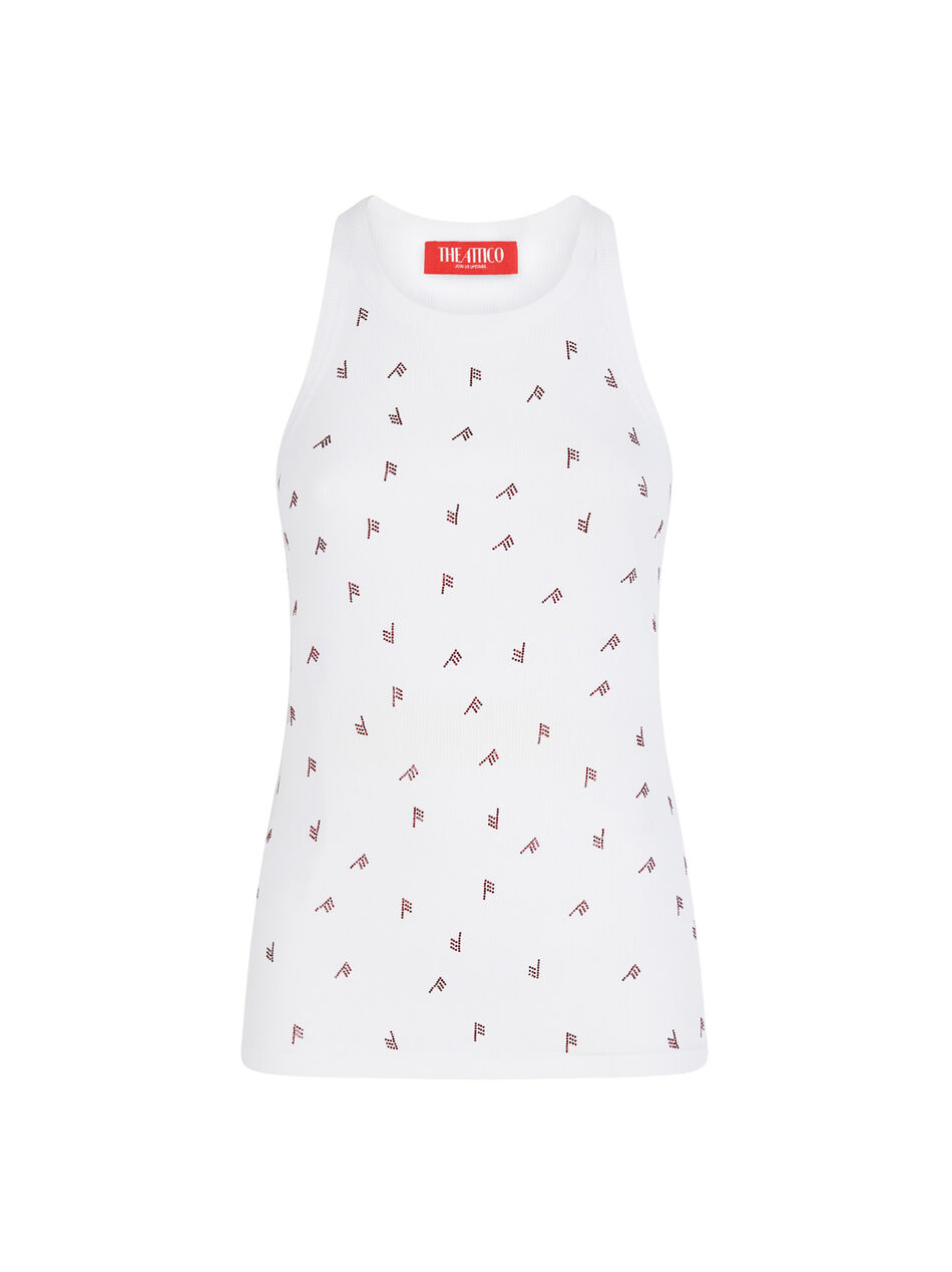 THE ATTICO Tank top white and burgundy strass White/Burgundy SPEWCT000276J050L821