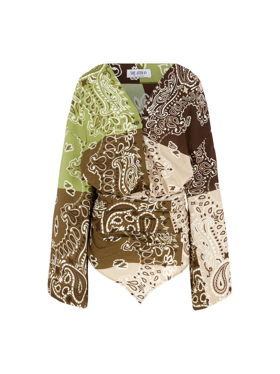 THE ATTICO Multicolor green, brown and beige mini dress Multicolor green/brown/beige SPEWCA275C077P826