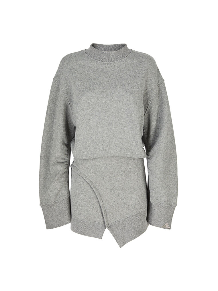 Shop Attico ''ivory'' Melange Grey Mini Dress In Light Grey Melange