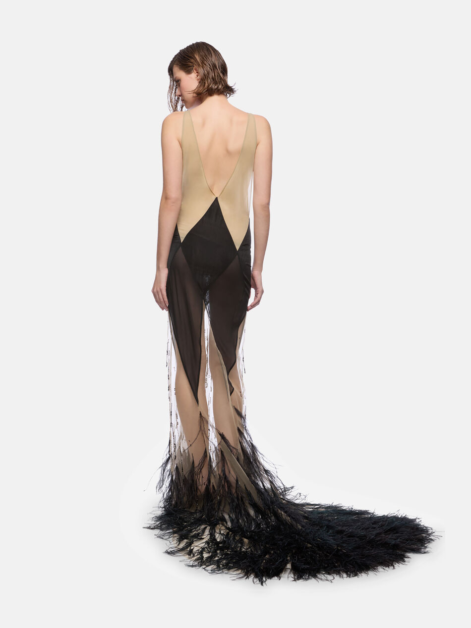 THE ATTICO Sand and black long dress SAND/BLACK 250WCW00235MIX055RA548