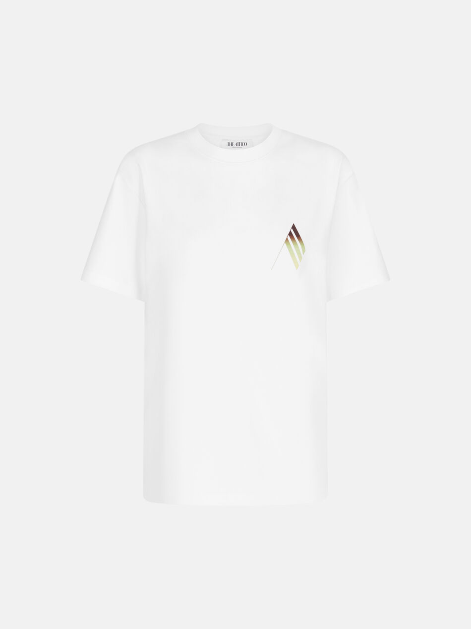 THE ATTICO ''Napoli vista mare'' t-shirt white, military green and brown WHITE/GREEN SPFWCT354J063467