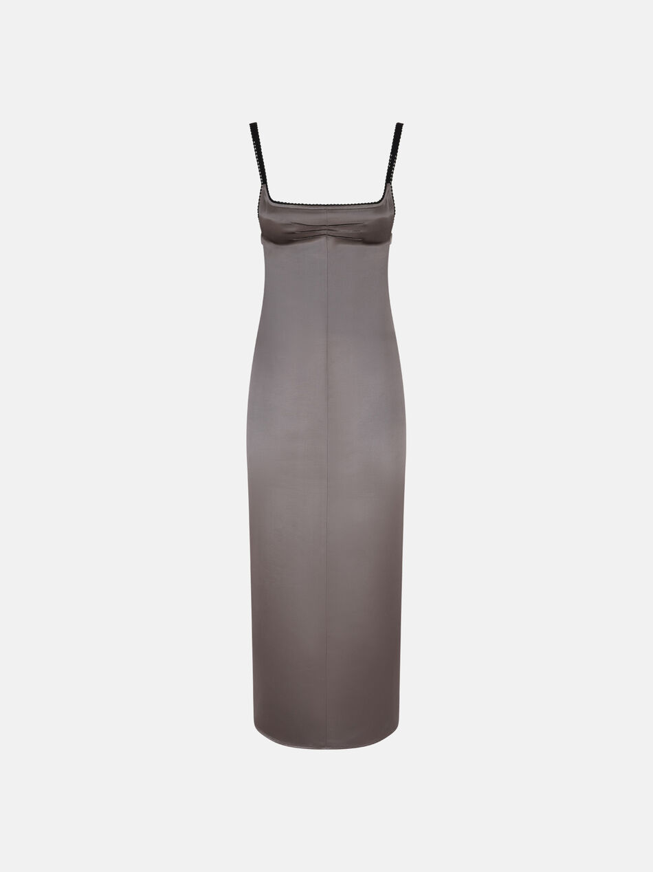 THE ATTICO Grey satin midi dress Metal grey 260WCW00279VVV112AA708