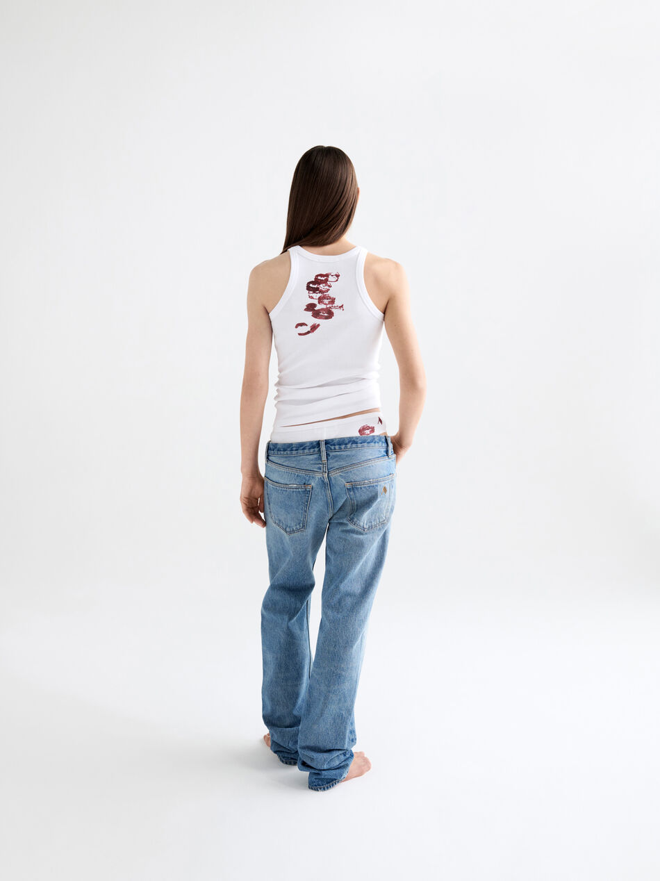 THE ATTICO Tank top white and burgundy White/Burgundy SPEWCT000276J050P821