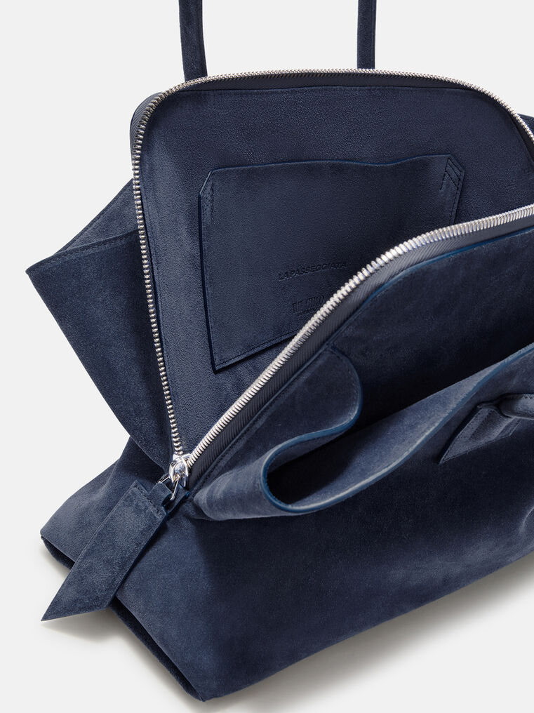 Attico Top Handle ''la Passeggiata Medium'' Sapphire Blue In Blue