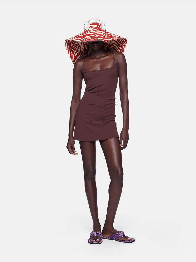 Shop Attico Dark Brown Mini Dress