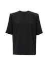 The Attico "Bella" monogram black t-shirt with shoulder pads